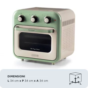 Ariete 4632 Frytkownica beztłuszczowa i piekarnik Vintage, 1400W, 2w1, Pojemność 16L, Akcesoria w zestawie, Timer 60 minut, Podwójna szyba, Zielony