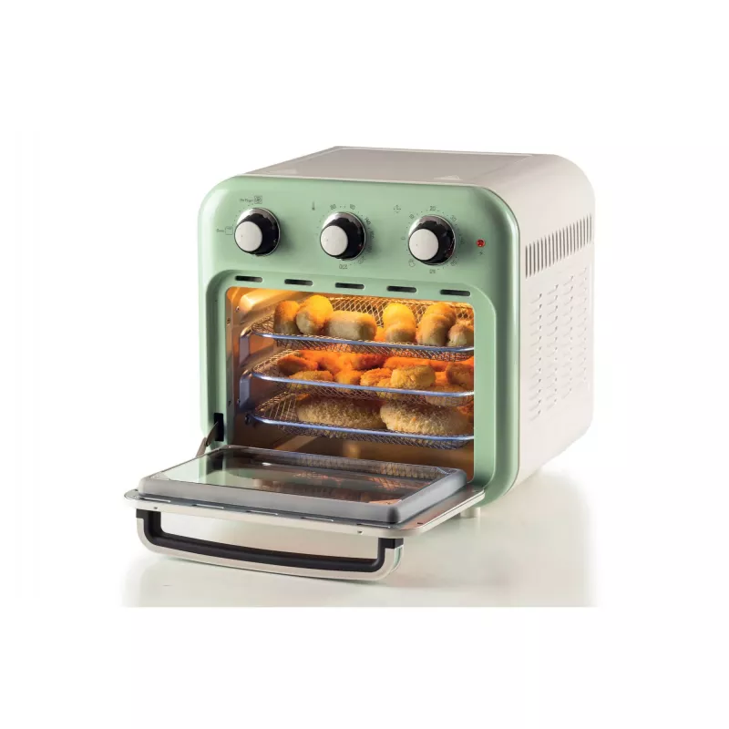 Ariete 4632 Frytkownica beztłuszczowa i piekarnik Vintage, 1400W, 2w1, Pojemność 16L, Akcesoria w zestawie, Timer 60 minut, Podwójna szyba, Zielony