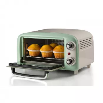 Ariete 3919 Elektryczny piekarnik Vintage, 800W, pojemność 10L, podwójne szkło, Retro, Zielony