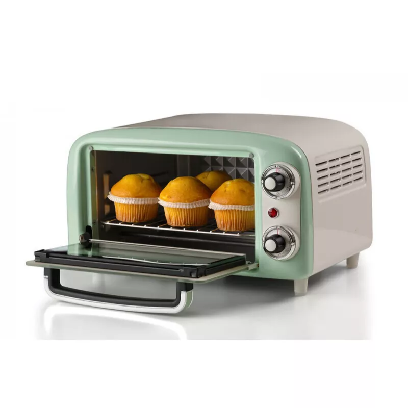 Ariete 3919 Elektryczny piekarnik Vintage, 800W, pojemność 10L, podwójne szkło, Retro, Zielony