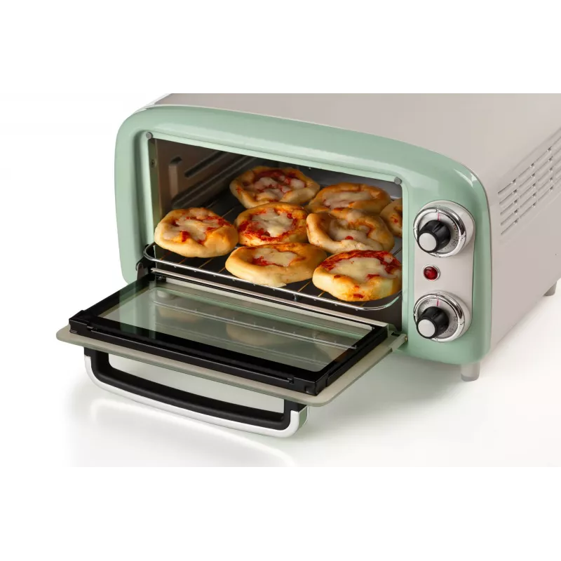 Ariete 3919 Elektryczny piekarnik Vintage, 800W, pojemność 10L, podwójne szkło, Retro, Zielony