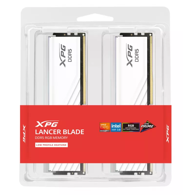 DIMM 32 GB DDR5-6000 (2x 16 GB) Dual-Kit, Arbeitsspeicher weiß, AX5U6000C3616G-DTLABRWH, XPG Lancer Blade RGB, INTEL XMP, AMD EXPO