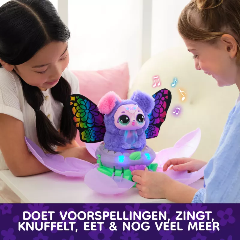 Hatchimals Bloomables by , Kittyfly Surprise Toy, Interaktywny pluszak z powtarzalnym podwójnym odkryciem, ponad 100 dźwięków i reakcji do zabawy w udawanie (wzory różne), Elektroniczne zwierzaki dla dzieci od 5 lat