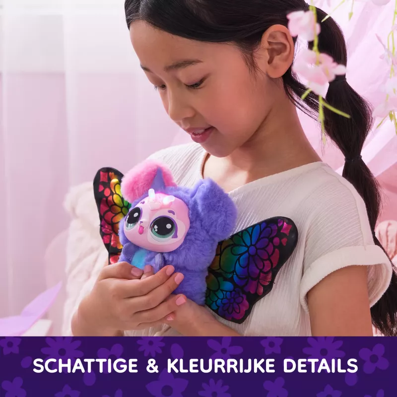 Hatchimals Bloomables by , Kittyfly Surprise Toy, Interaktywny pluszak z powtarzalnym podwójnym odkryciem, ponad 100 dźwięków i reakcji do zabawy w udawanie (wzory różne), Elektroniczne zwierzaki dla dzieci od 5 lat
