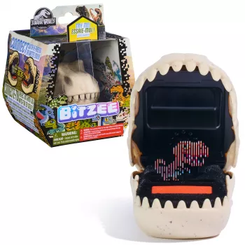 Interaktywny Dinozaur Spinmaster Bitzee Jurassic World – 25 dinozaurów w środku, reagujące na dotyk pojemniki, bateria AA, beżowy