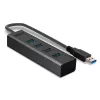Lindy 4 Port USB 3.0 Hub, USB 3.2 Gen 1 (3.1 Gen 1) Type-A, USB 3.2 Gen 1 (3.1 Gen 1) Type-A, 5000 Mbit/s, Czarny, Aluminium, Plastik, 0.3 m