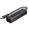 Lindy 4 Port USB 3.0 Hub, USB 3.2 Gen 1 (3.1 Gen 1) Type-A, USB 3.2 Gen 1 (3.1 Gen 1) Type-A, 5000 Mbit/s, Czarny, Aluminium, Plastik, 0.3 m