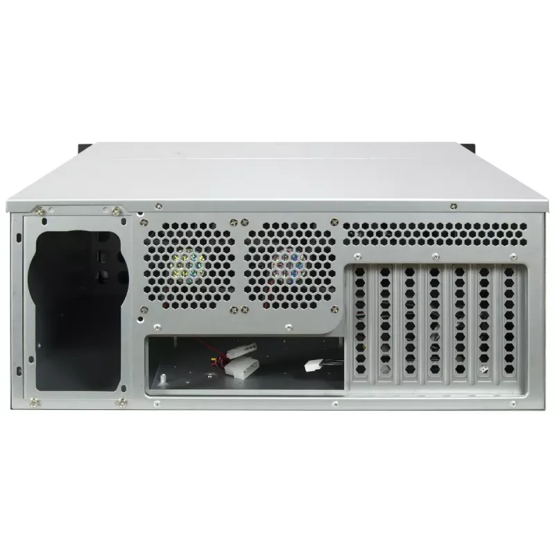 Obudowa Rack Serwerowa INTER-TECH IPC 4U-4708 — 4U, Czarna, obsługuje zasilacze ATX/PS2, 4x przednie 80mm, 2x tylne 80mm, dyski 2.5/3.5 cala