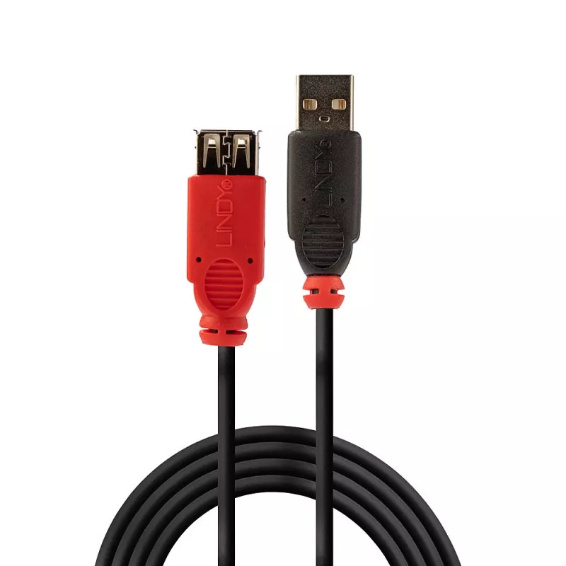 Lindy 5m USB 2.0 Active Extension cienki, 5 m, USB A, USB A, USB 2.0, 0.48 Gbit/s, Czarny