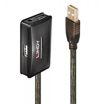 Lindy 10m USB 2.0 Active Extension Hub, USB 2.0, USB 2.0, 480 Mbit/s, Szary, 28/24, 10 m