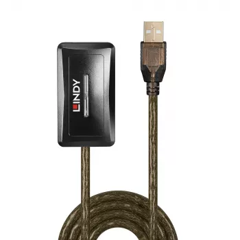 Lindy 10m USB 2.0 Active Extension Hub, USB 2.0, USB 2.0, 480 Mbit/s, Szary, 28/24, 10 m