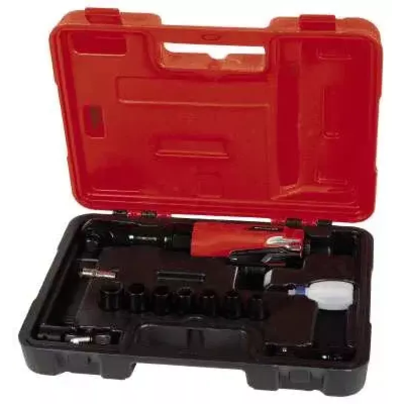 Wkrętarka pneumatyczna EINHELL TC-PR 68 — pneumatyczna, moment obrotowy 68 N·m, 160 obr./min, uchwyt prosty, 7 bitów, 252×350×83 mm, czarno-czerwona