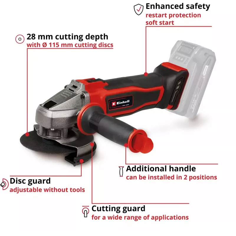 Szlifierka kątowa Einhell Power X-Change TE-AG 18/115-2 Li - Solo 18 Volt