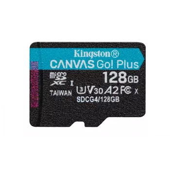 Kingston Technology 128GB microSDXC Canvas Go Plus Gen4 200R A2 U3 pojedyncze opakowanie w/o ADP