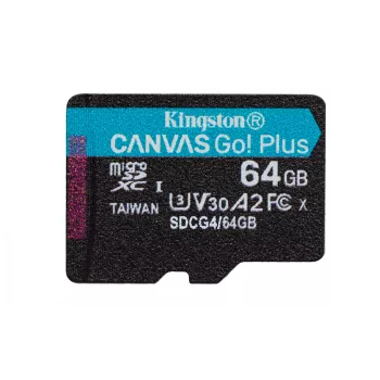 Kingston Technology 64GB microSDXC Canvas Go Plus Gen4 200R A2 U3 pojedyncze opakowanie w/o ADP