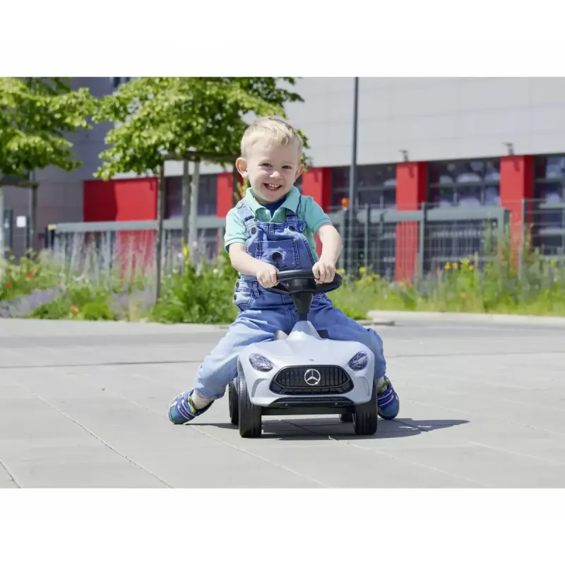 Samochodzik do jeżdżenia Simba-Dickie BIG Mercedes-AMG GT w kolorze srebrno-czarnym – pojazd dla dzieci na odpychanie/pedałowanie
