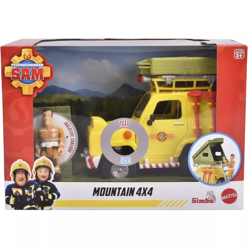Pojazd terenowy zabawka Simba‑Dickie Fireman Sam z namiotem dachowym — model 109252653, zestaw do zabawy