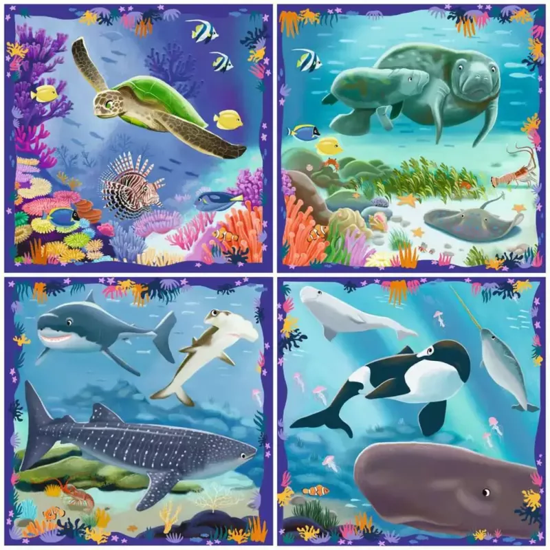 Puzzle Ravensburger UP! Sea Creatures — zestaw 64, 72, 81, 90 elementów