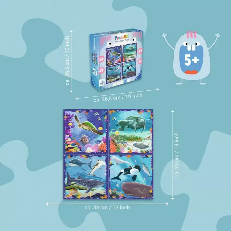 Puzzle Ravensburger UP! Sea Creatures — zestaw 64, 72, 81, 90 elementów