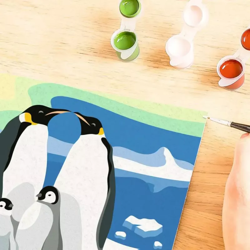 Zestaw do malowania Ravensburger CreArt Penguin Family – malowanie po numerach, model 25888