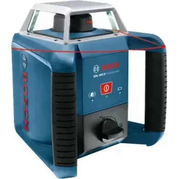 Bosch GRL 400 H Professional zestaw lasera rotacyjnego, zasięg 400 m (z odbiornikiem), czerwony laser, z odbiornikiem LR 1, statywem BT 152 i walizką, niebieski