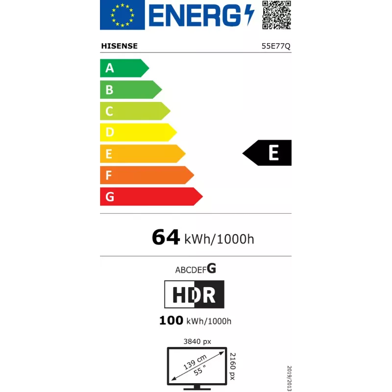 Hisense 55E77Q 139,7 cm (55 cali) 4K Ultra HD Smart TV Wi-Fi Czarny