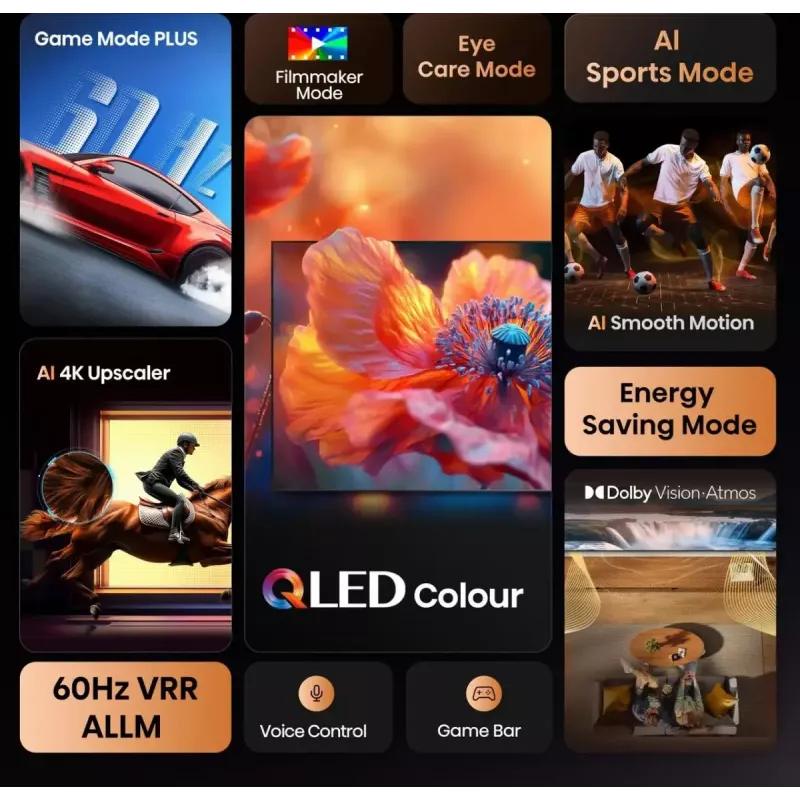 Hisense 43E77Q 109.2 cm (43 cale) 4K Ultra HD Smart TV Wi-Fi Czarny