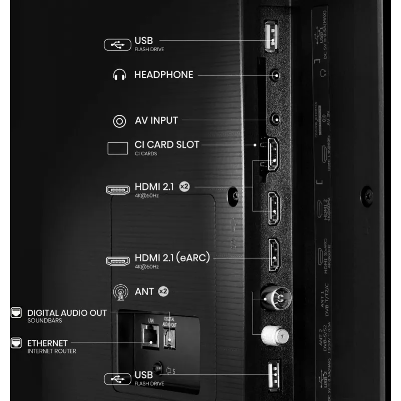 Hisense 85E77Q 2,16 m (85 cali) Telewizor Smart TV 4K Ultra HD Wi-Fi Czarny