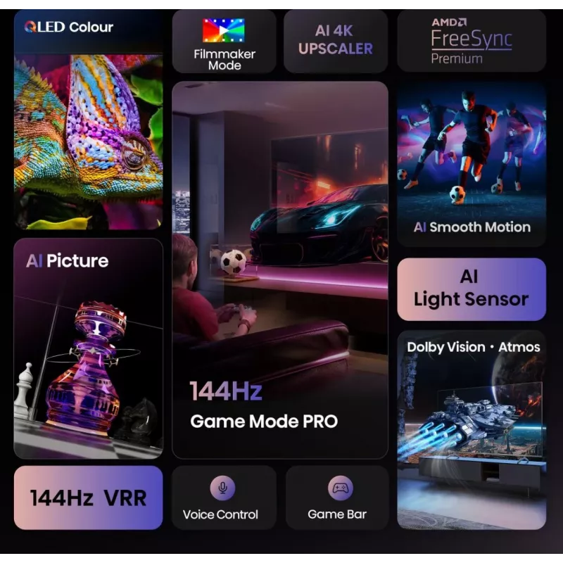 Hisense 75E77Q PRO 190.5 cm (75 cali) 4K Ultra HD Smart TV Wi-Fi Czarny