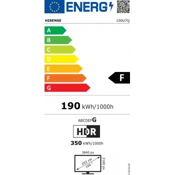 Hisense 100U7Q 2,54 m (100 cali) 4K Ultra HD Smart TV Wi-Fi Czarny