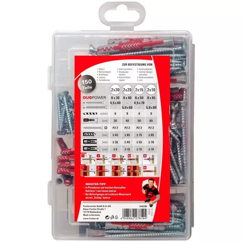 Zestaw wkrętów i kołków Fischer 540299