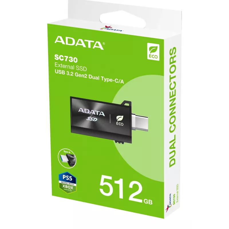 ADATA SC730 512 GB USB Type-C 3.2 Gen 2 (3.1 Gen 2) Czarny