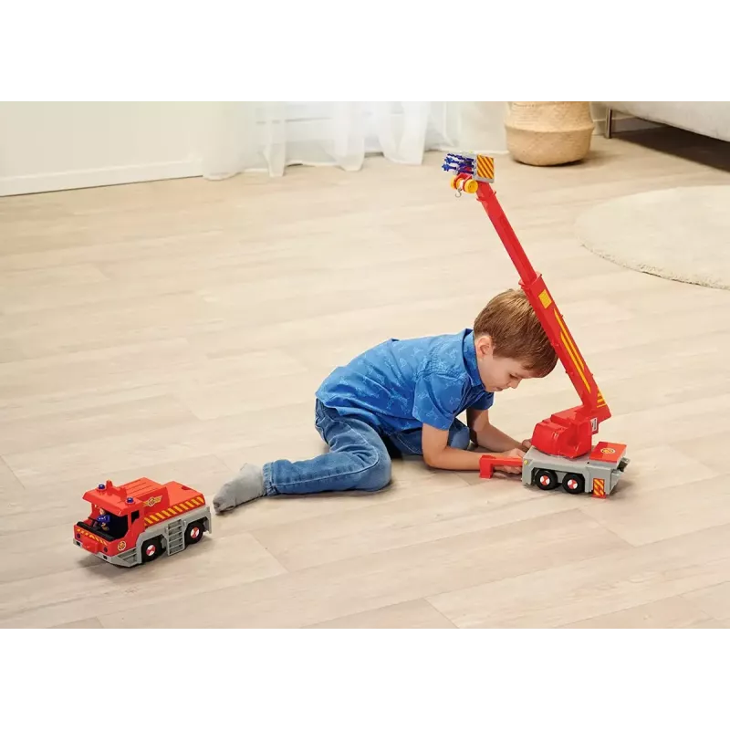 Zabawkowy wóz strażacki z dźwigiem Simba-Dickie Fireman Sam 2-w-1 (czerwony/żółty)