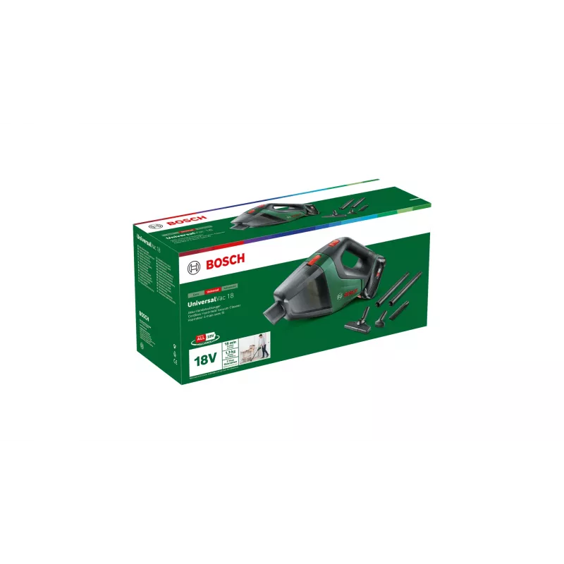 Bosch Universal Vac 18 odkurzacz ręczno-pionowy 2 w 1 akumulatorowy Suchy bezworkowy Czarny, zielony 2,5 Ah
