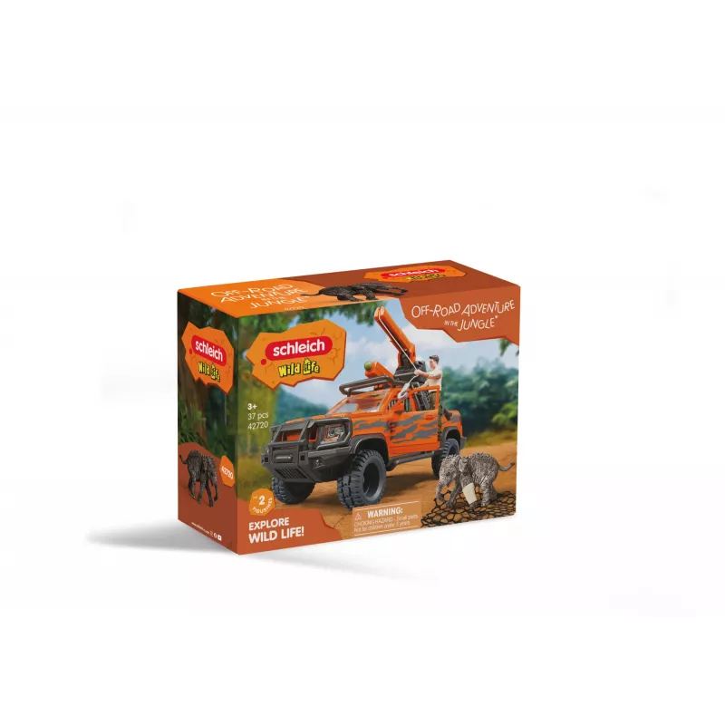 Zestaw zabawkowy Schleich Off-Road Adventure in the Jungle — motyw dżungli, plastikowe figurki, wiek 3–8 lat