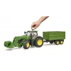 Ciągnik BRUDER John Deere 7R 350 z ładowaczem czołowym i przyczepą wywrotką tandemową, plastik, wiek 3+