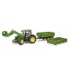 Ciągnik BRUDER John Deere 7R 350 z ładowaczem czołowym i przyczepą wywrotką tandemową, plastik, wiek 3+