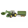 Ciągnik BRUDER John Deere 7R 350 z ładowaczem czołowym i przyczepą wywrotką tandemową, plastik, wiek 3+