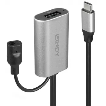 Lindy 5m USB 3.2 Gen 1 C/A Active Extension, 5 m, USB C, USB A, USB 3.2 Gen 1 (3.1 Gen 1), Srebrny