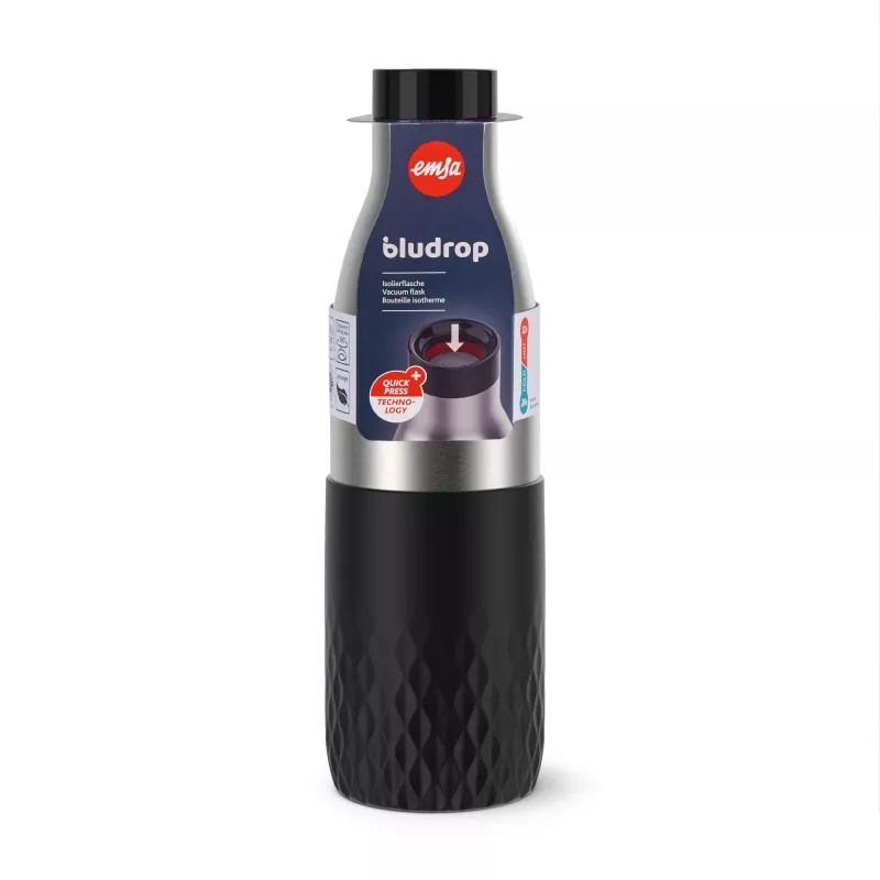 EMSA Bludrop Sleeve N3111100 butelka do picia Codzienne użytkowanie 700 ml Stal nierdzewna Czarny, Stal nierdzewna