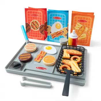 Melissa & Doug Flip & Fry Grill Play Set z Water WOW! Kolorowymi Odkryciami Zabawek Kuchennych dla Dzieci w Wieku 3+