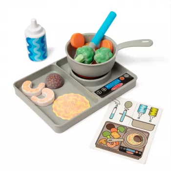 Melissa & Doug Zestaw kuchenny Simmer & Stir z wodnym zestawem do gotowania Water WOW! Zmieniające kolor jedzenie zabawkowe, zabawka dla przedszkolaków, wiek 3+