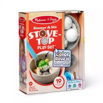 Melissa & Doug Zestaw kuchenny Simmer & Stir z wodnym zestawem do gotowania Water WOW! Zmieniające kolor jedzenie zabawkowe, zabawka dla przedszkolaków, wiek 3+