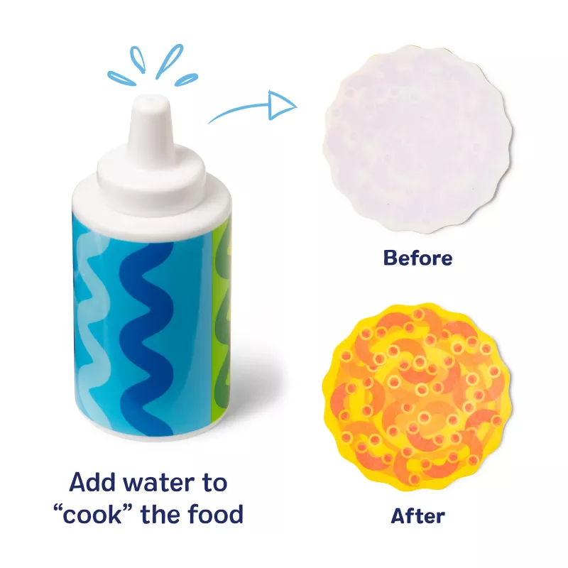 Melissa & Doug Zestaw kuchenny Simmer & Stir z wodnym zestawem do gotowania Water WOW! Zmieniające kolor jedzenie zabawkowe, zabawka dla przedszkolaków, wiek 3+