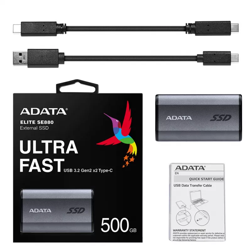 ADATA SE880 500 GB USB Type-C 3.2 Gen 2 (3.1 Gen 2) Wi-Fi Szary