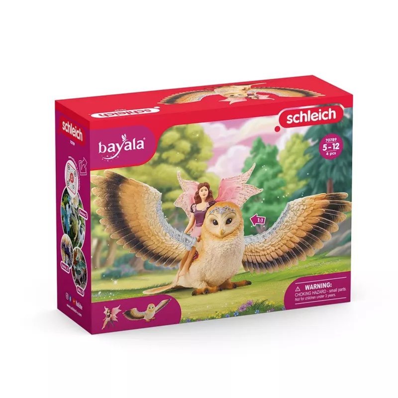 schleich BAYALA Wróżka w locie na olśniewającej sowie, 5 lat(a), Elfy słoneczne, Jednorożce i wróżki, Wielokolorowy, Plastik