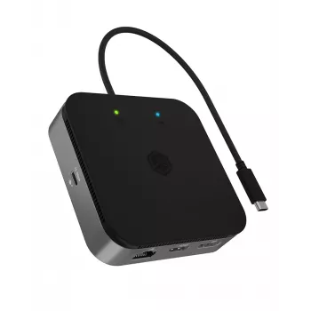 ICY BOX 7-w-1 USB4® DockingStation z podwójnym wyjściem wideo, przewodowa, USB4, 60 W, 3.5 mm, 10,100,1000 Mbit/s, antracytowy