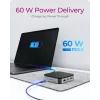 ICY BOX 7-w-1 USB4® DockingStation z podwójnym wyjściem wideo, przewodowa, USB4, 60 W, 3.5 mm, 10,100,1000 Mbit/s, antracytowy