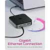 ICY BOX 7-w-1 USB4® DockingStation z podwójnym wyjściem wideo, przewodowa, USB4, 60 W, 3.5 mm, 10,100,1000 Mbit/s, antracytowy