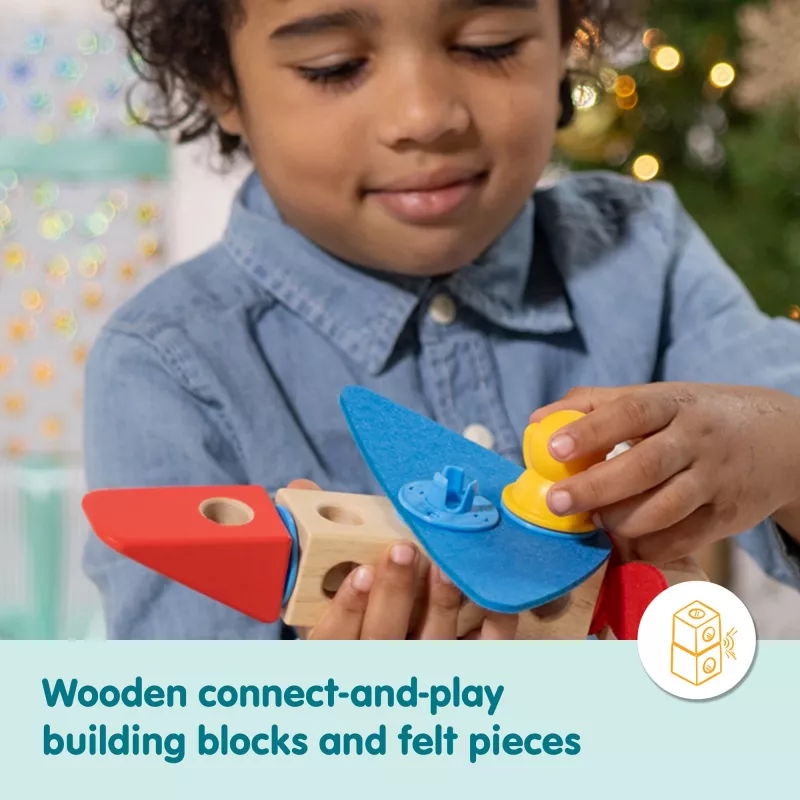 Drewniany zestaw konstrukcyjny pojazdów Snap-and-Play Melissa & Doug Blockables, 54 szt., łączone, certyfikat FSC